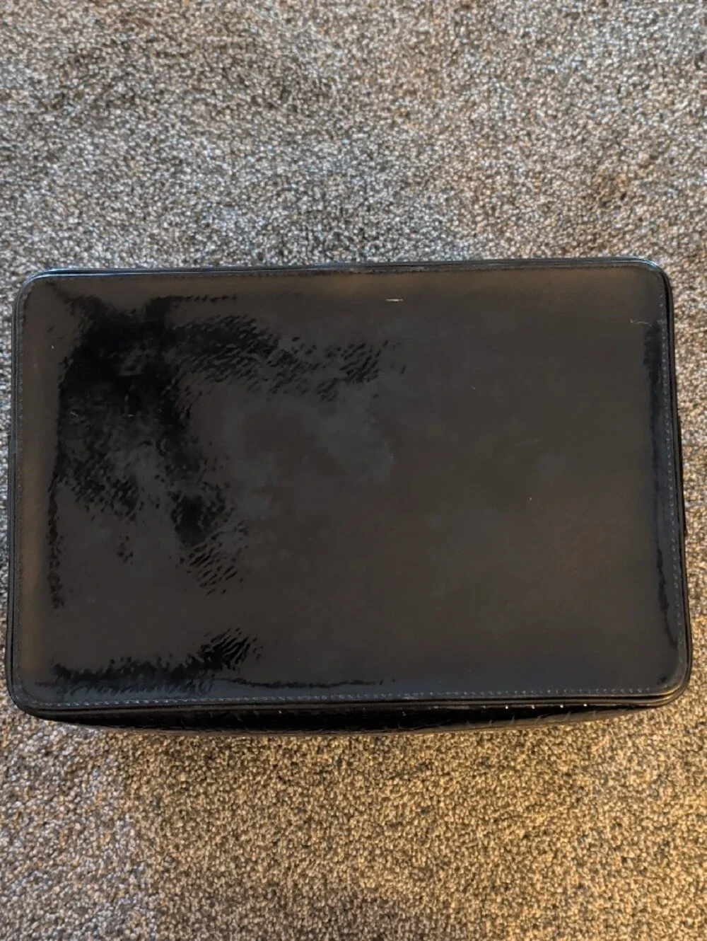 CB, Black Croc-Embossed Patent Box Bag